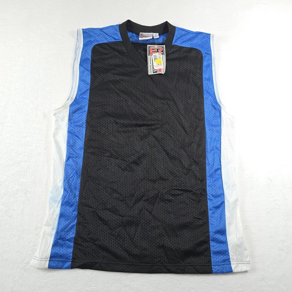 Generation One Athletics Mens XL Mesh V-Neck Jersey Tank Top Black Blue Vintage